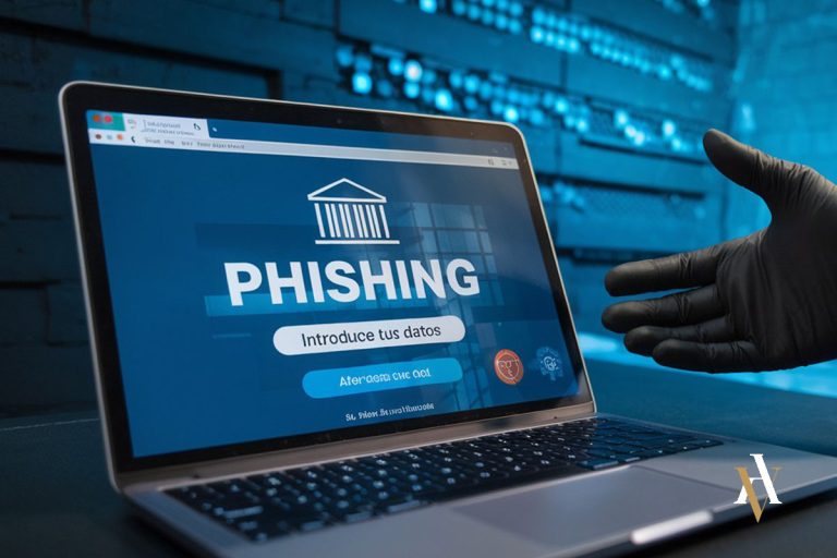 fotografia phishing en la que aparece una estafa informatica a traves de ordenador