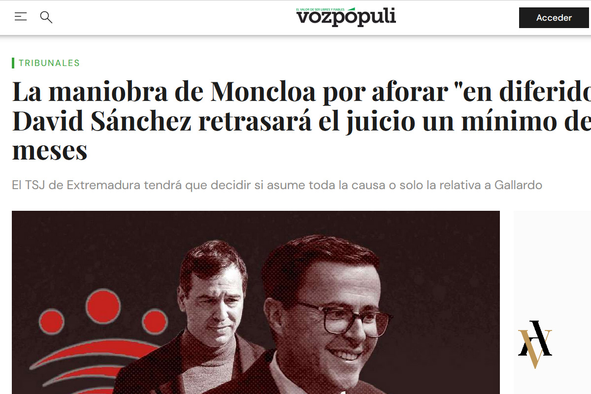 La maniobra de Moncloa por aforar en "diferido" a David Sánchez retrasará el juicio un mínimo a ocho meses