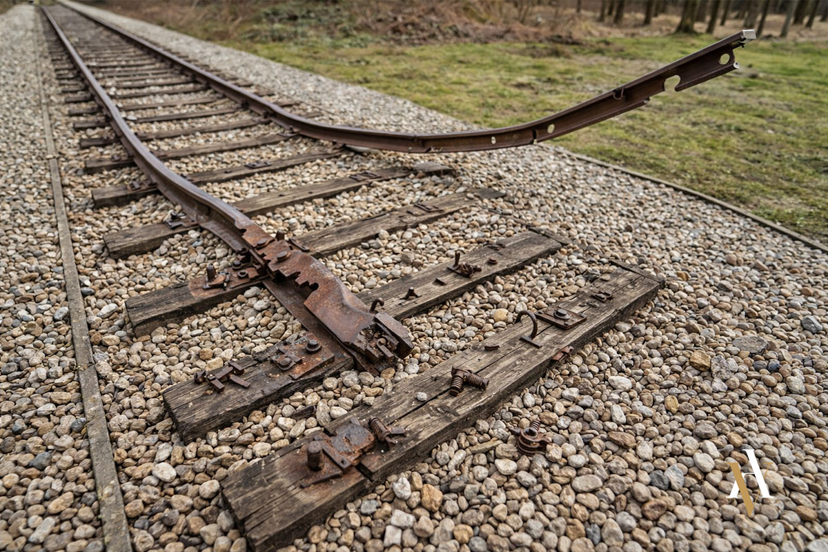 Accidente ferroviario, homicidio imprudente y fallos en la infraestructura ferroviaria Vía ferroviaria desatornillada y en mal estado como ejemplo de infraestructura defectuosa en un accidente ferroviario relacionado con homicidio imprudente y responsabilidad civil.