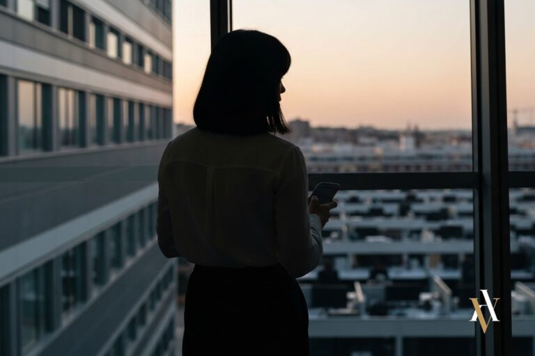 Acoso sexual en el entorno laboral — silueta de trabajadora