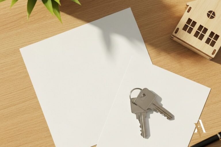 Llaves de vivienda y contrato sobre un escritorio, compraventa inmobiliaria